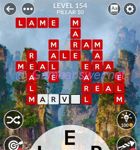 Wordscapes Level 154 Answers. . Wordscapes puzzle 154 answers
